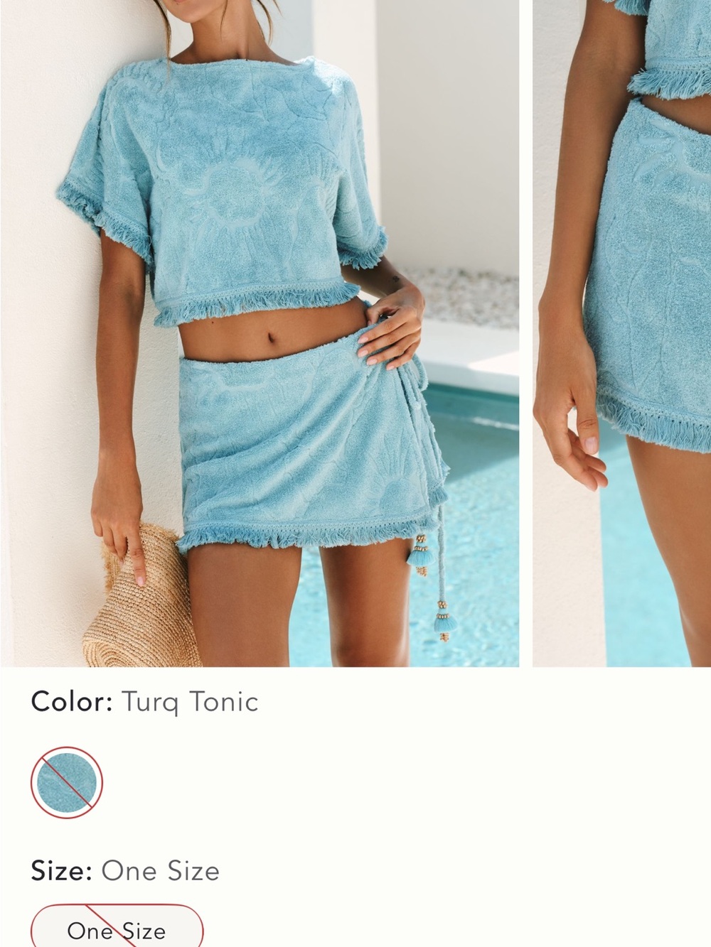 NWT Anthropologie Ollari NY Turq Tonic Terry Wrap Mini Skirt  - One Size